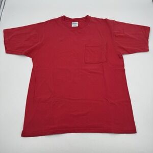 Vintage T Shirt Blank Pocket T Single Stitch Red Mens‎ Medium Size M